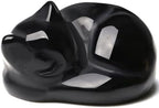 QINJIEJIE 2 in Black Obsidian Cat Crystal Black Cat Gemstones Healing Stone by QINJIEJIE