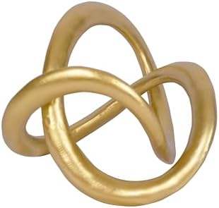 Modern Geometric Round Sculpture Gold Knot Statue Decor Tabletop Sculpture and Figurines Round Decorative Ornaments Knick Knacks Home Decor for Shelves Coffee Table Bookshelf Decoration Gifts by PUHOZN