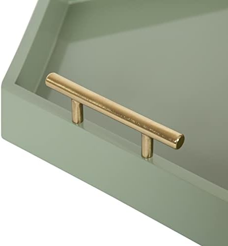 Kate and Laurel Lipton Modern Hexagon Tray; 18 x 18; Sage Green with Gold Handles; Midcentury Decorative Serving Tray for Storage and Display in Living Room Decor Scheme - Image 4