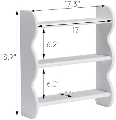 100% Solid Wood Wall Shelf 3-Tier, Vintage Shelves Wall Mounted Storage Rack, Farmhouse Trinket Shelf Home Decor Display Shelves for Apartment, Living Room, Bathroom and Bedroom - Image 3