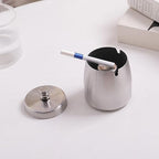 Small Ashtray with Lid for Cigarette, Stainless Steel Smokeless Odorless Windproof Ashtrays for Home Office Tabletop Outside Patio Outdoor Balcony(2.99"x2.68"x2.95") - Image 6