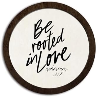 CFFJLHN Christian Bible Verse Wall Art Decor, Religious Be Rooted in Love Scripture Biblical Round Hanging Wall Decor for Home Bedroom Living Room Church Prayer Room Office, 10x10 Inch by Unknown