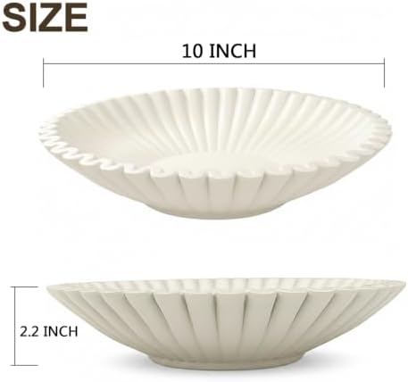 Modern Beige Fluted Decorative Bowl - 10" Wavy Purse Bowls for Entryway - Image 2