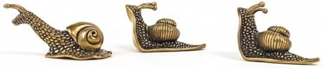 Set of 3 Tiny Solid Brass Snail Figurines – Cute Vintage Cottagecore Décor, Retro Antique-Style Miniature Figurine Collection for Terrarium, Desk, Bookshelf & Plant Pots by Gixemeva
