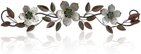 Wesiti Metal Flower Wall Art Decor Vintage Wrought Scroll, Silver Gray by Wesiti