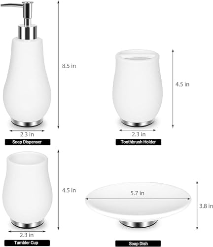 RQYIXI Ceramic Bathroom Accessories Set,White,4 Piece,Tulip Design - Image 3