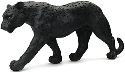 Cheetah Statue Black Panther Leopard Resin Big Cat Sculpture Modern Home Decor Realistic Leopard Sculpture Gift for Home Office Table Top Desktop Decoration 15.5" L X 6.9" H by POLYDUKE