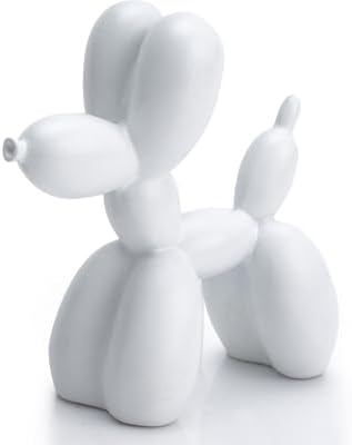 4 Inch Matte White Balloon Dog Sculpture by AMOIENSIS