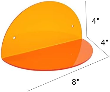 ROYALITA 2-Pack Small Acrylic Shelves Room Decor Floating Shelves, Orange - Image 3