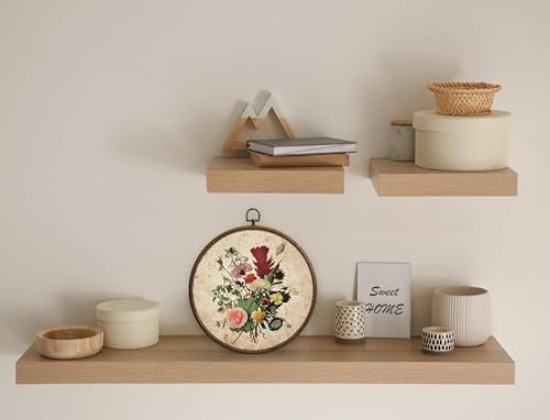 Vintage Floral Wall Decor, Printed Canvas Wall Hanging for Bedroom Kitchen Home Office, Round Decoration, Wall Art Bedroom, Living Room Wall Art, Dorm Decor, Circular Wall Hanging with Hooks,20 - Image 4