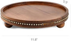Round Wooden Decorative Tray Coffee Table Tray Home Decor 11.8" Brown - Image 4