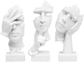 prosfalt 3 Pcs Thinker Statue, Silence is Gold Abstract Art Figurine, No Hear No See No Speak Modern Home Resin Sculptures Decorative Objects Decor for Home Office Bookshelf Desktop(White), A-41 by Unknown