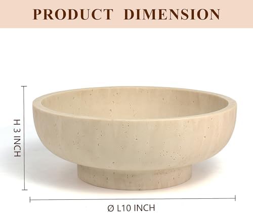YMXYJM Decorative Resin Bowl, Large Fruit Bowl, Artificial Travertine Beige - Image 2
