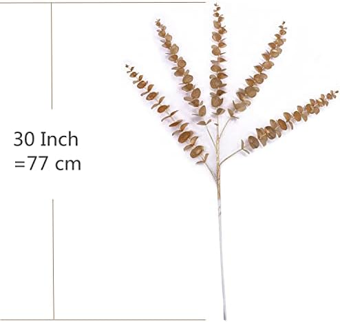CATTREE Artificial Eucalyptus, Plastic Gold Plants Christmas Decorations Fake Shrubs Bushes for Indoor Home Table Centerpieces Hotel Hall Party Decor Wedding Planting Filler 30" Tall Golden 2 Pack - Image 5