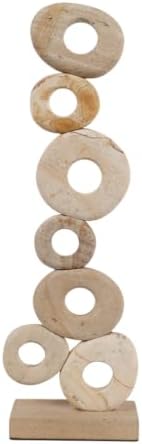 Palimanan Stone Stacked Ring Sculpture Ornament for Home, Bathroom and Room Decor - Decorative Accent for Office Shelf or Coffee Table Display - Figurine Styling for Living Room - 21", Ivory - Image 7