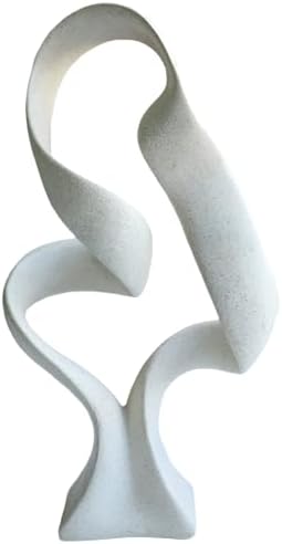 15" Modern Abstract Ribbon Decorative Sculpture, Knot Sculptures,Home Decor,Coffee Table Statues,Dining Living Room Desk Decor（Milky White） by LAIKEARTS