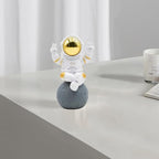 Astronaut Statue Decor, Resin Spaceman Figurine Decorations, Cute Mini Space Figure Ornament, Abstract Aesthetic Decorative Sculpture for Home Office Desk Shelf Tabletop - 2.9 Inch - Image 3