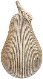 Brown-White Striped Pear Figurine, Modern Resin Pear Sculpture for Home Decor, Decorative Fruit Statues Accent for Kitchen Counter, Dining Room, Coffee Table & Bookshelf Display by Dwelloria