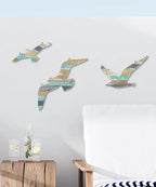 Putuo Decor Coastal Seagull Wall Decor Set of 3, Wooden Beach Wall Art on MDF with Distressed Nautical Stripes, Lightweight Ocean Theme Wall Hanging for Bathroom Living Room Bedroom Entryway - Image 7