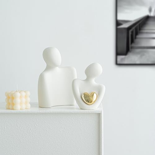 Ceramic Couple Statue - Modern Shelf Decor Knick Knacks for Shelves, Valentine's Day Wedding Gifts, Home Decor for Living Room, Bedroom, Bookshelf & TV Stand (L) - Image 5