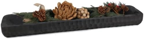 Oakrain Large Wood Dough Bowl, 30" Extra Long Rustic Decorative Bowl, Black by Oakrain