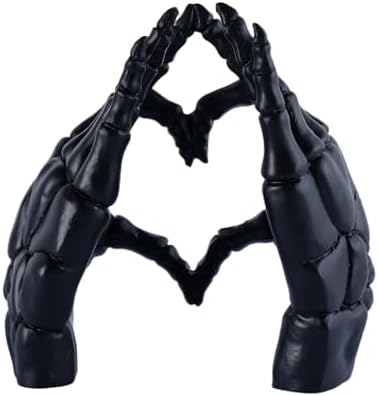 Skeleton Heart Hands Decor Gothic Statues Goth Home Decor, Black - Image 3