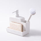 RQYIXI 3-in-1 Ceramic Square Soap Dispenser with Sponge Holder,White,18 Oz by RQYIXI