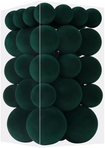 46Pcs Velvet Christmas Ball Ornaments Set - Flocked Shatterproof Christmas Tree Decorations Classic Hanging Ornaments with Rope for Xmas Wreath Holiday Home Decor (Multi-Size, Dark Green) by Unknown