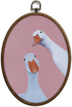 Vintage Whimsical Pink Goose Art, Cottage Core Oval Wall Decor, Waterproof by Unknown