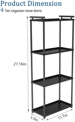 VOTZAAQ Matte Black 4 Tier Bathroom Organizer Countertop, Stainless Steel Perfume Tray and Vanity Countertop Shelf, Makeup Skin Care Bathroom Organizers and Storage for Dresser, Kitchen - Image 3
