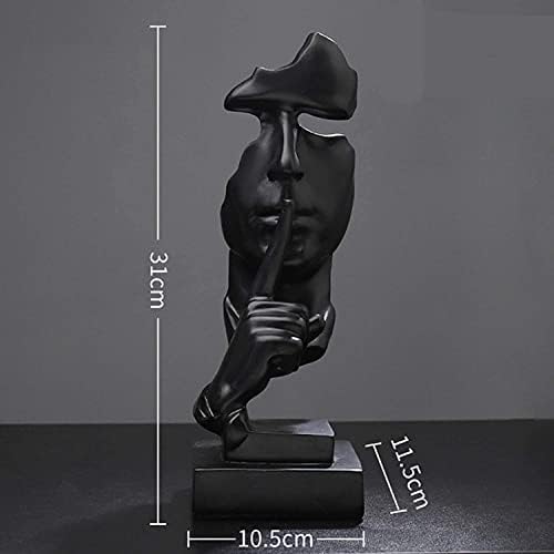 aboxoo Thinker Statue, Silence is Gold Abstract Art Figurine, Modern Home Resin Sculptures Decorative Objects Piano Desktop Decor for Creative Room Home, Office Study Decor (Black) - Image 3