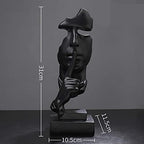 aboxoo Thinker Statue, Silence is Gold Abstract Art Figurine, Modern Home Resin Sculptures Decorative Objects Piano Desktop Decor for Creative Room Home, Office Study Decor (Black) - Image 3