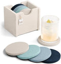 Fluxynara Felt Coasters with Holder, Set of 8 for Drinks, Ocean Gradient by FLUXYNARA