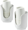 Dobbyby Ceramic Bathroom Cup Dispenser with Stylish Vertical Stripes - Disposable Mouthwash Cup Holder Holds 3-4oz Paper Cups for Rinsing Cups on Bathroom Vanity Countertops (Off White-2 Pack) by Dobbyby