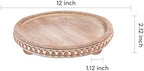 HPC Decor 12in Round Gray Wood Beaded Tray - Decorative Living Room, Coffee Table, Kitchen Table, Dining Room or Farmhouse Serving Tray - Image 3