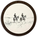 CFFJLHN Vintage Western Cowboy Framed Wall Art Decor Classy Western Decor, Rustic Country Southwest Cowboy Riding Horse Round Wall Art Hanging Decorations for Home Bedroom Living Room, 10x10 Inch by Unknown
