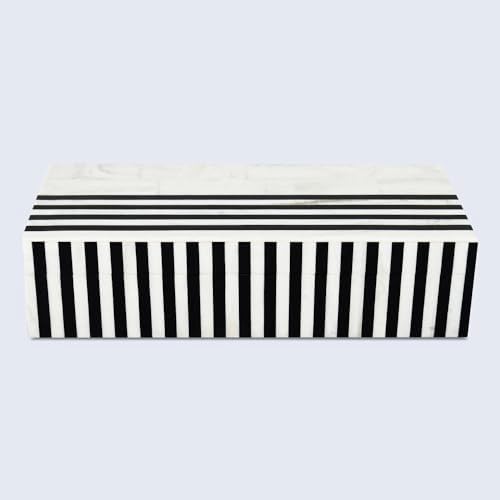 Handicrafts Home Black White Remote Control Box with Lid,10x4.5x2.5 In - Image 4