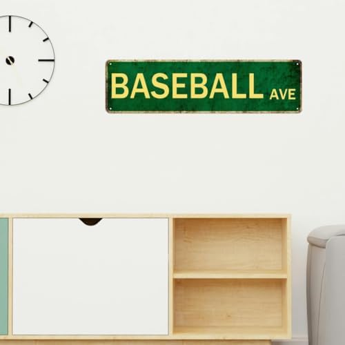 Baseball Decor For Boys Room Baseball Sports Vintage Metal Baseball Ave Tin Signs For Man Cave Boys Only Signs For Kids Room Decor Baseball Ave Theme Party Decorations Poster 4x16 Inch - Image 4