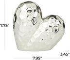 Deco 79 Porcelain Ceramic Heart Decorative Sculpture Dimensional Angled Origami Inspired Home Decor Statue, Accent Figurine 8" x 3" x 8", Silver - Image 5