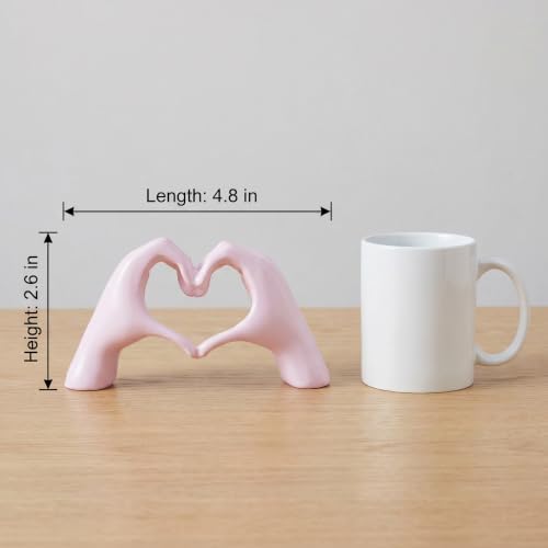 Heart Hands Sculpture Small Shelf Decor Items Resin Love Hand Statue Cute Aesthetic Heart Decor for Living Room TV Stand Bedroom Console Table Centerpieces Elegant Gift,Pink - Image 7