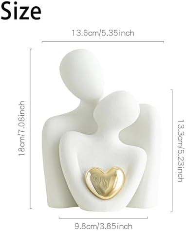 Ceramic Couple Statue - Modern Shelf Decor Knick Knacks for Shelves, Valentine's Day Wedding Gifts, Home Decor for Living Room, Bedroom, Bookshelf & TV Stand (L) - Image 2