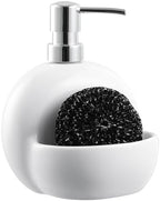 RQYIXI 2-in-1 Ceramic Soap Dispenser with Sponge Holder,White,25 Oz by RQYIXI