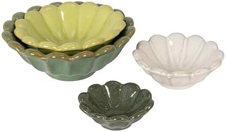 Creative Co-Op 4-Piece Stoneware Reactive Glaze Flower Shaped Bowl Set, Multicolor by Unknown
