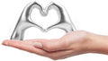Small Heart Hands Sculpture Decor for Living Room Bedroom Bookshelf Coffe Table and Office Display, Love Finger Statue Modern Aesthetic Home Decor, Unique Gift for Wedding Christmas Birthday (Silver) by Lynagert