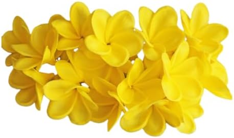 10 pcs Yellow Hawaiian Plumeria Flowers Artificial -1.5inch Stems by Unknown