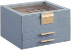 SONGMICS Jewelry Box Organizer, 3-Layer Storage with 2 Drawers, Glass Lid by SONGMICSbySONGMICSHOME