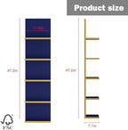 Homaterial 5 Tier Wall Shelf Unit with Light, Blue - Image 2
