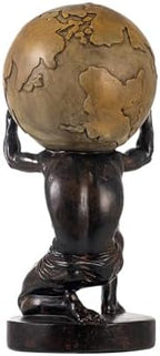 Lukitas Atlas Holding Up World Statue and Sculpture, Brown, Resin 11.5'' - Image 6