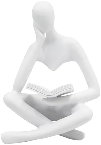 Jinkoozz Reading Women Statue, Thinker Sculptures, Abstract Art Ornament, Modern Aesthetic Figurine Decoration, Suitable for Home Living Room Bedroom Office Shelf Table Desk Bookshelf Decor by Jinkoozz