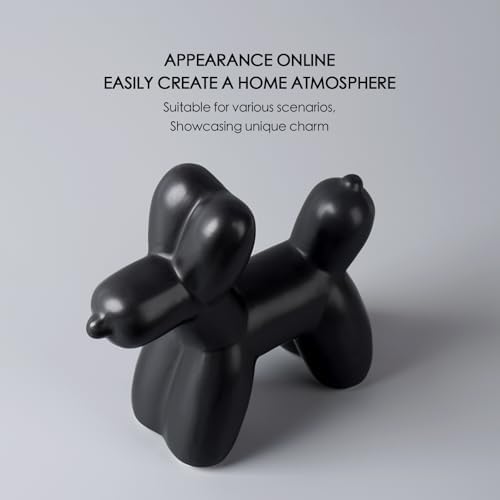 Notakia Cute Ceramics Black Balloon Dog Statue Crafts Living Room Desktop Decorations,Handmade Modern Small Ceramic Animal Statue Ornament Home Decor Accents (Black, Large) - Image 3